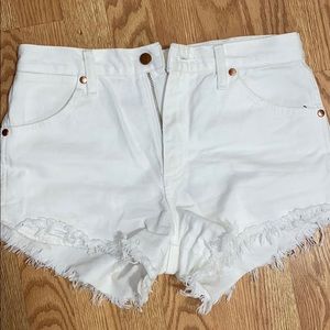 White jean shorts